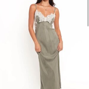 Petal & Pup Olive Lace Trim Midi Dress